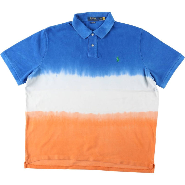 Ralph Lauren POLO RALPH LAUREN CLASSIC FIT Tie-Dye Pattern Short-Sleeve Polo Shirt (Men's Size XL) cotton blue type Vintage Second Hand