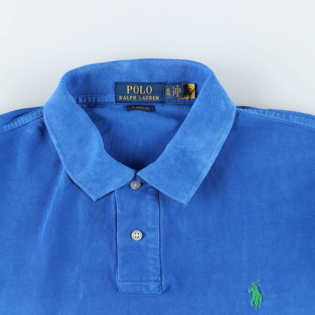 Ralph Lauren POLO RALPH LAUREN CLASSIC FIT Tie-Dye Pattern Short-Sleeve Polo Shirt (Men's Size XL) cotton blue type Vintage Second Hand