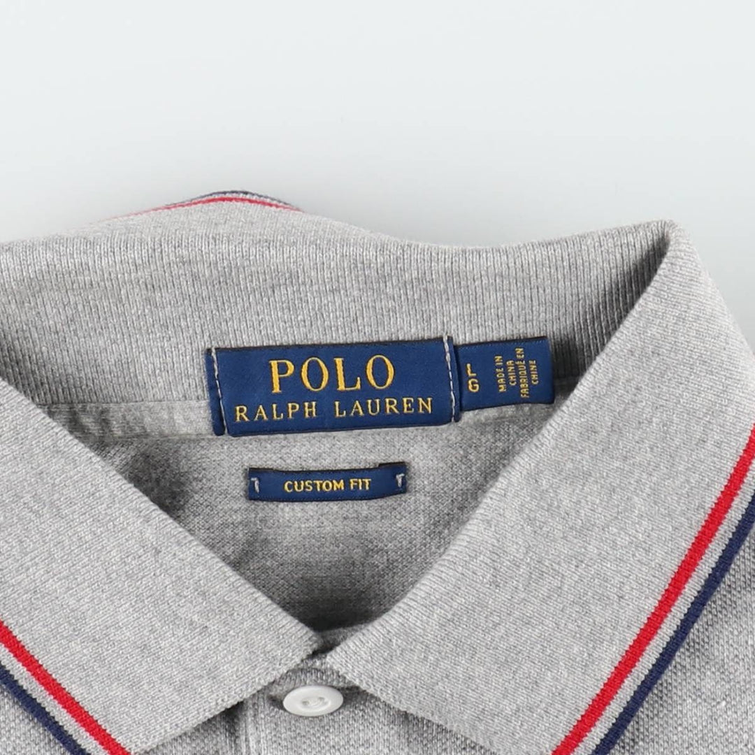 Ralph Lauren POLO RALPH LAUREN CUSTOM FIT short sleeve polo shirt men's size L cotton gray type Vintage Second Hand