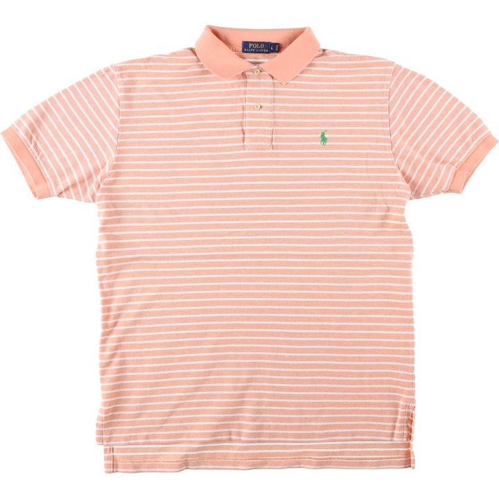 Ralph Lauren POLO RALPH LAUREN CLASSIC FIT short sleeve striped polo shirt men's size L cotton orange type Vintage Second Hand