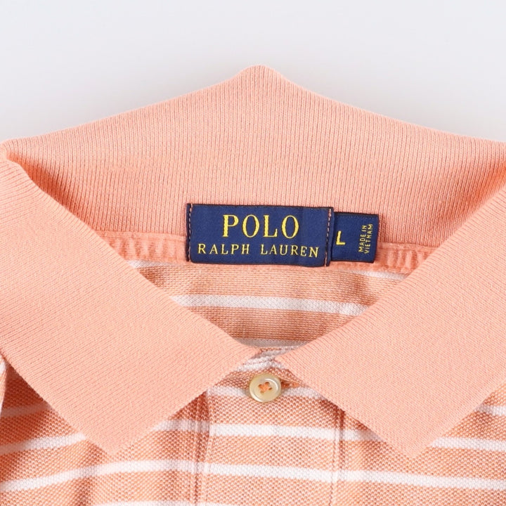 Ralph Lauren POLO RALPH LAUREN CLASSIC FIT short sleeve striped polo shirt men's size L cotton orange type Vintage Second Hand