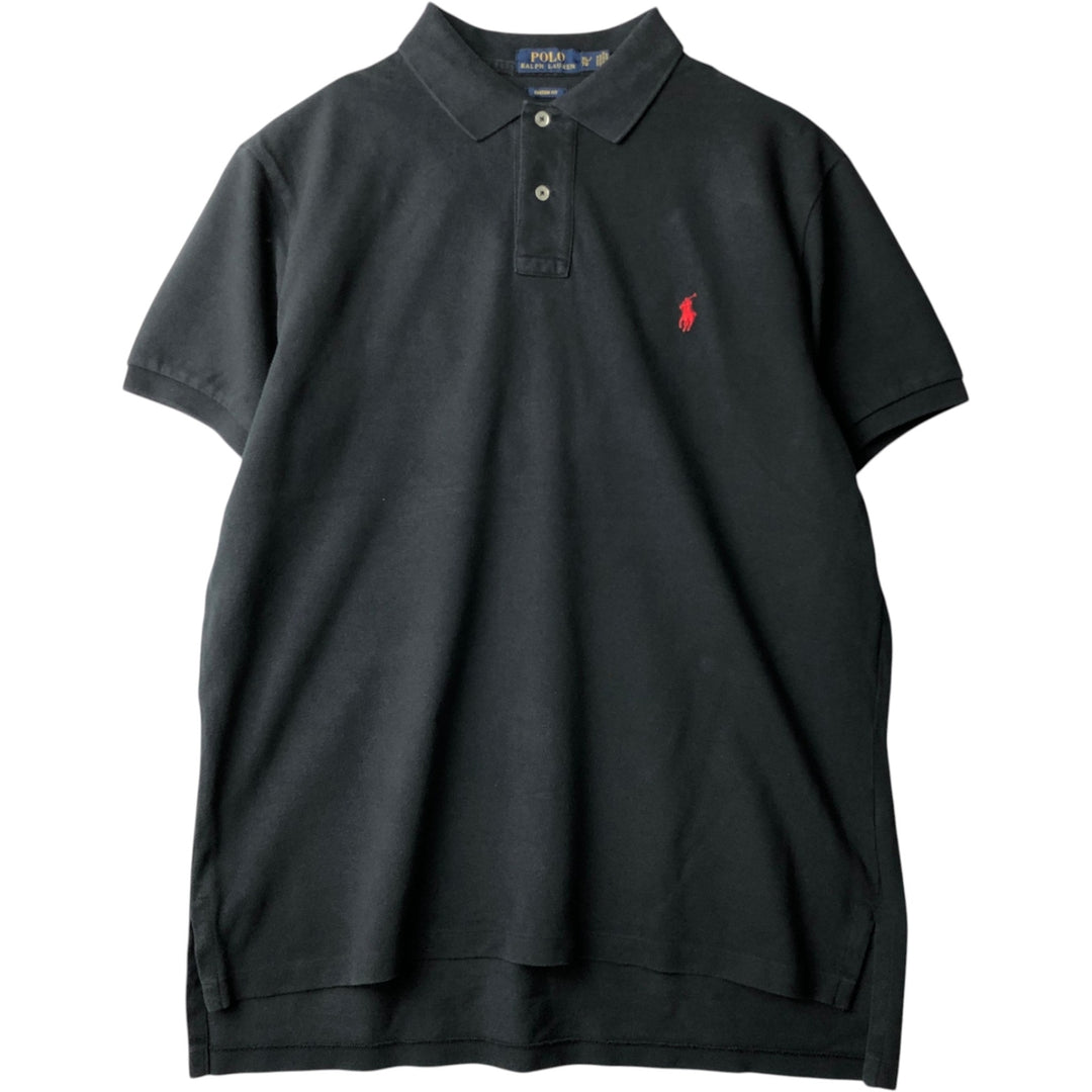 Ralph Lauren POLO RALPH LAULEN CUSTOM FIT Short-Sleeve Polo Shirt, Men's Size XL (approx.) cotton black type Vintage Second Hand