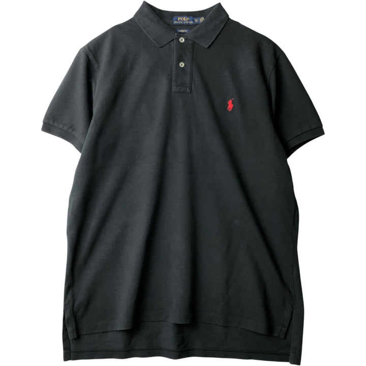 Ralph Lauren POLO RALPH LAULEN CUSTOM FIT Short-Sleeve Polo Shirt, Men's Size XL (approx.) cotton black type Vintage Second Hand