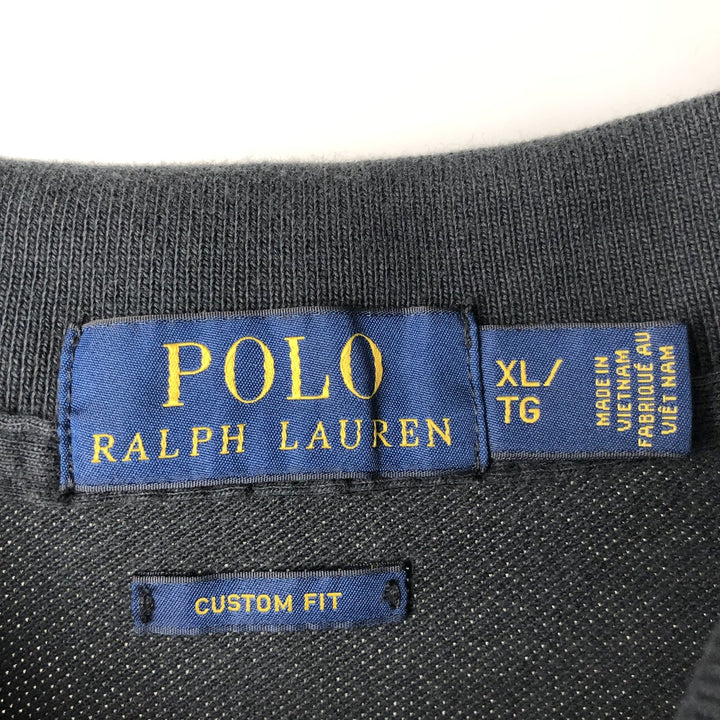 Ralph Lauren POLO RALPH LAULEN CUSTOM FIT Short-Sleeve Polo Shirt, Men's Size XL (approx.) cotton black type Vintage Second Hand