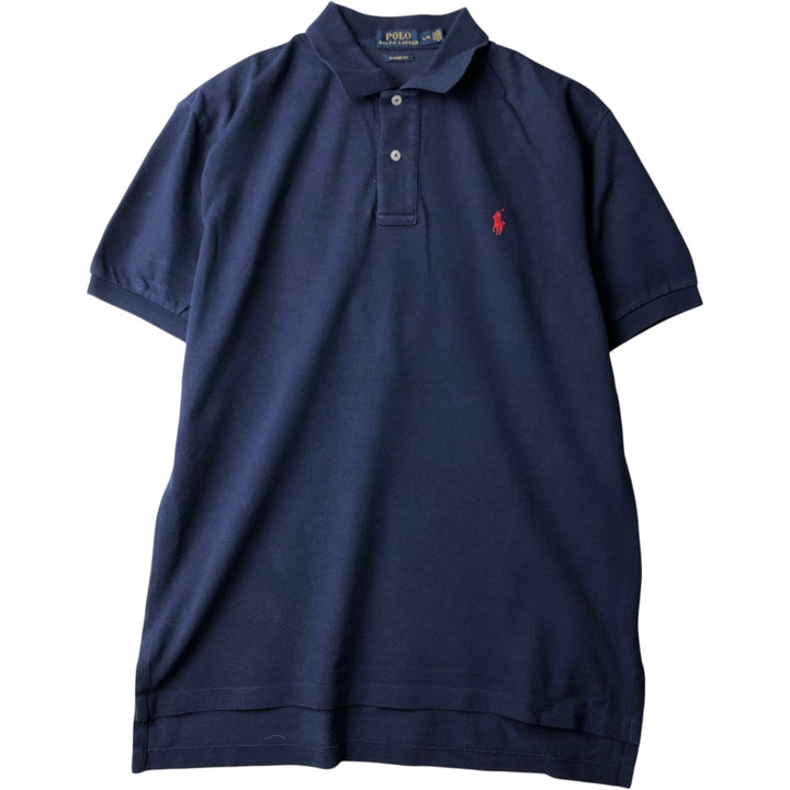 Ralph Lauren POLO RALPH LAULEN CLASSIC FIT Short-Sleeve Polo Shirt, Men's Size L (approx.) cotton navy blue type Vintage Second Hand
