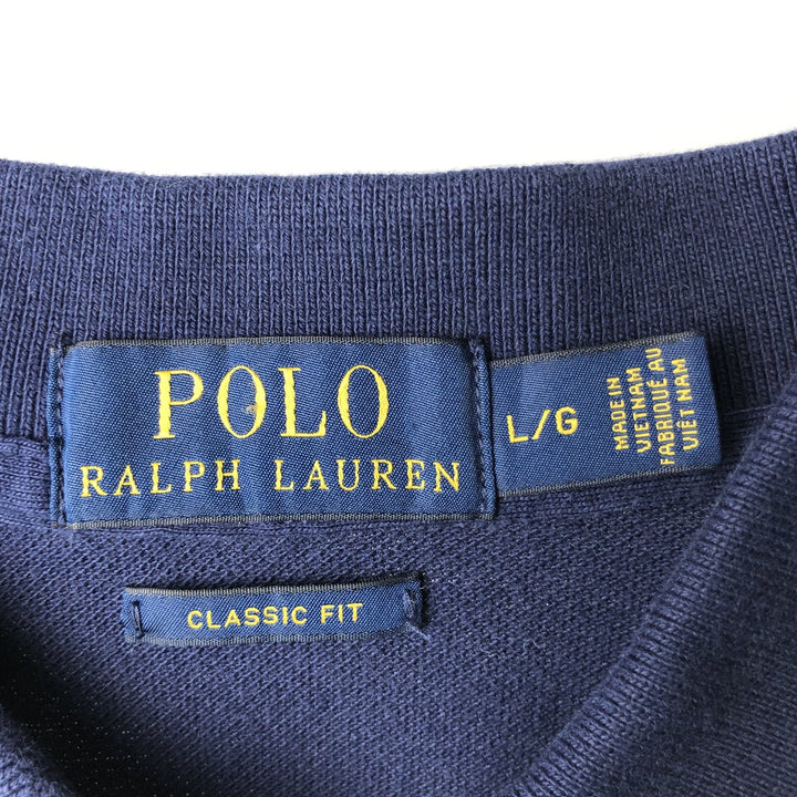 Ralph Lauren POLO RALPH LAULEN CLASSIC FIT Short-Sleeve Polo Shirt, Men's Size L (approx.) cotton navy blue type Vintage Second Hand