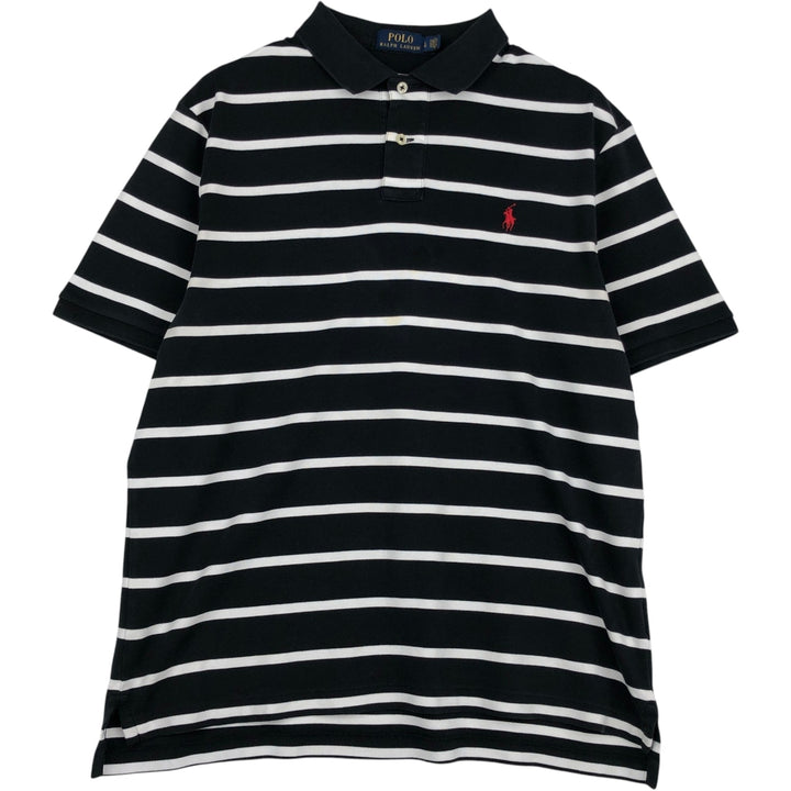 Ralph Lauren POLO RALPH LAUREN Short Sleeve Striped Polo Shirt Men's Size L cotton black type Vintage Second Hand