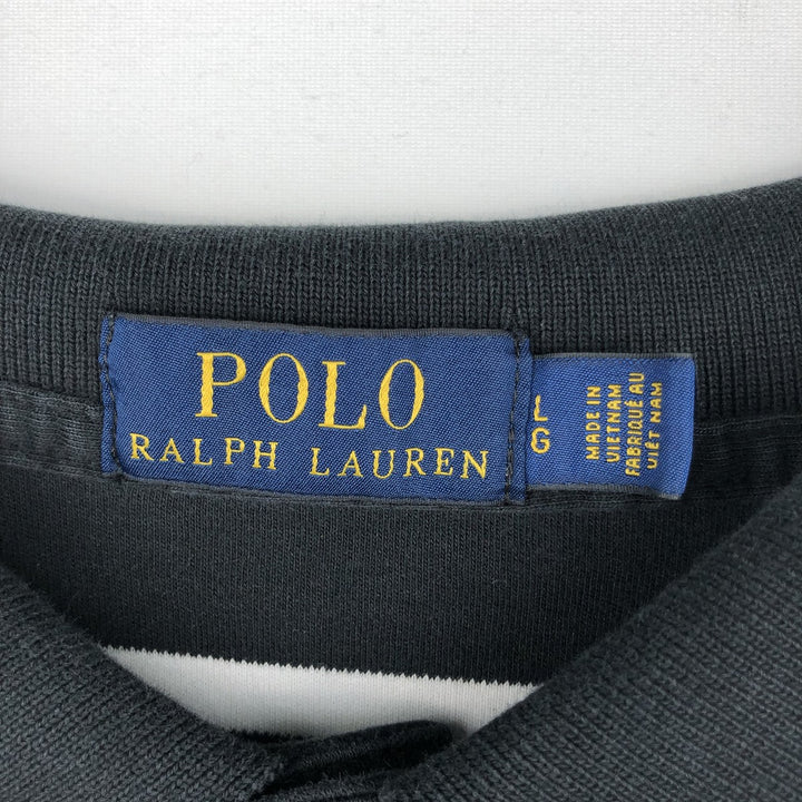 Ralph Lauren POLO RALPH LAUREN Short Sleeve Striped Polo Shirt Men's Size L cotton black type Vintage Second Hand