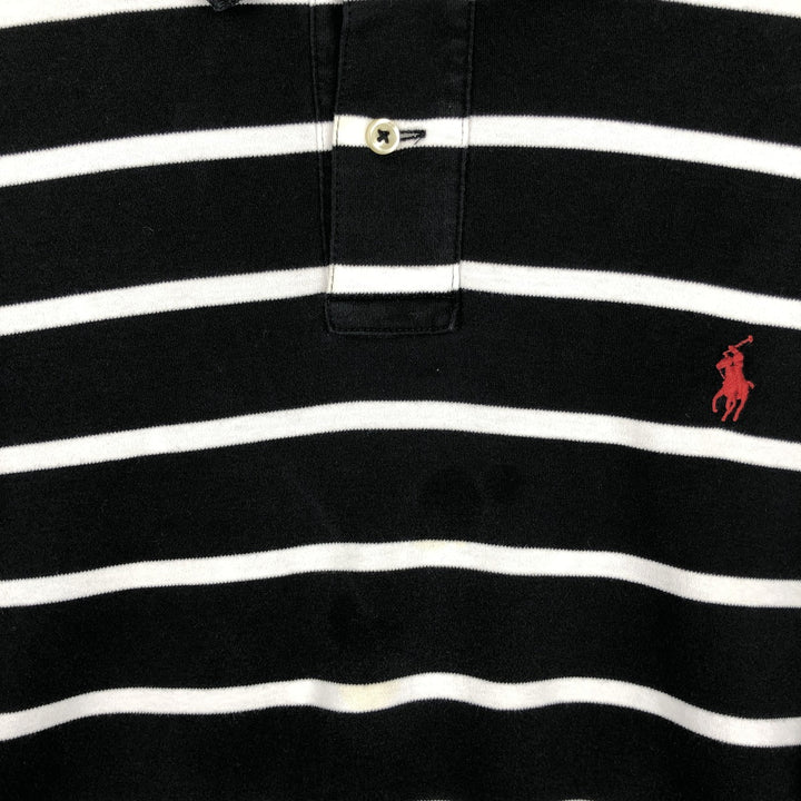 Ralph Lauren POLO RALPH LAUREN Short Sleeve Striped Polo Shirt Men's Size L cotton black type Vintage Second Hand
