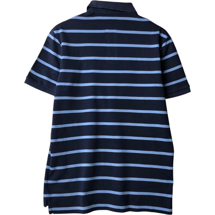 Ralph Lauren POLO RALPH LAUREN Striped Pattern Multi-Stripe Short-Sleeve Polo Shirt, Men's Size S (approx.) cotton navy blue type Vintage Second Hand