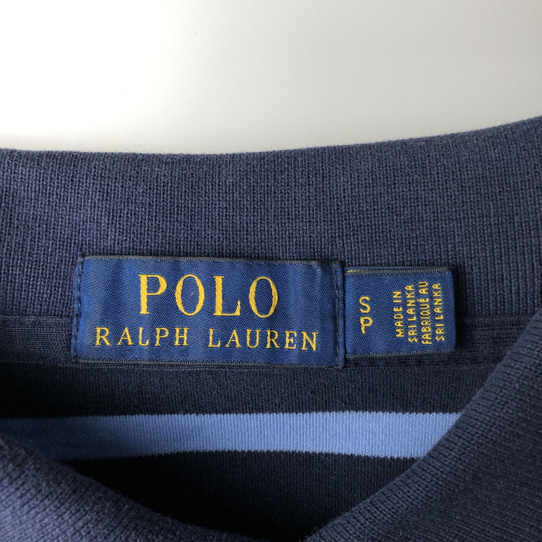 Ralph Lauren POLO RALPH LAUREN Striped Pattern Multi-Stripe Short-Sleeve Polo Shirt, Men's Size S (approx.) cotton navy blue type Vintage Second Hand