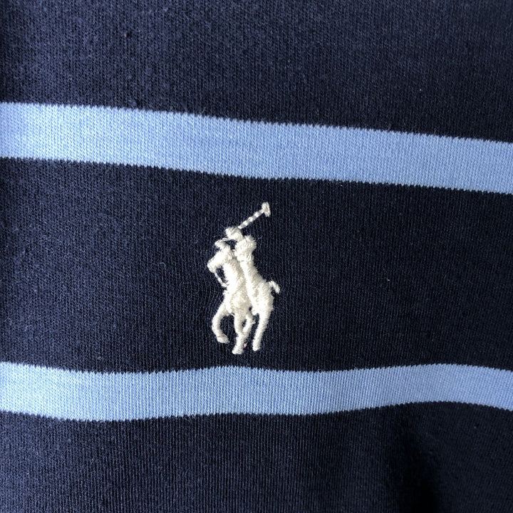 Ralph Lauren POLO RALPH LAUREN Striped Pattern Multi-Stripe Short-Sleeve Polo Shirt, Men's Size S (approx.) cotton navy blue type Vintage Second Hand