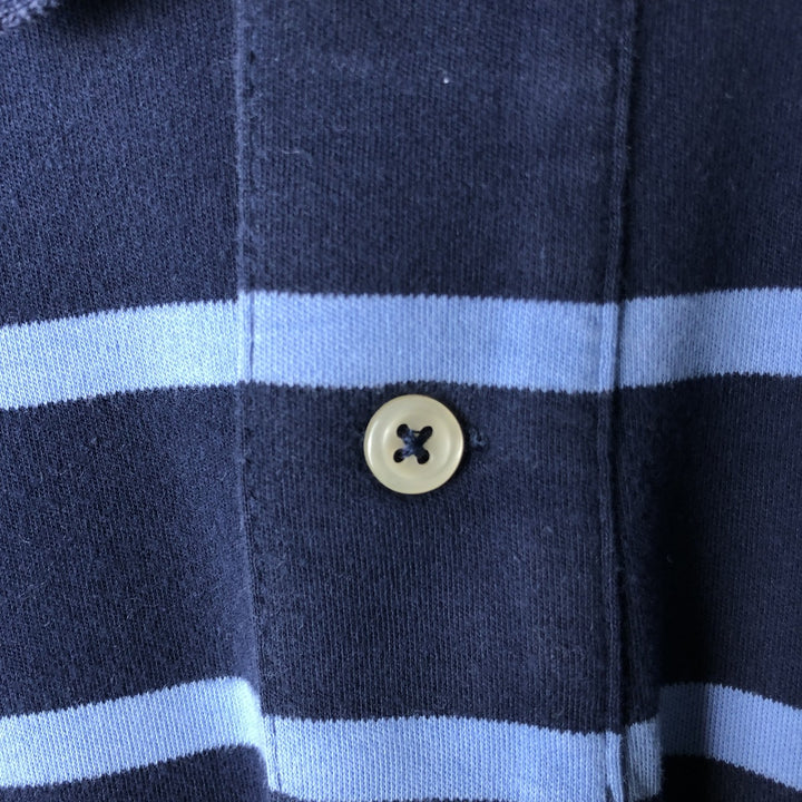 Ralph Lauren POLO RALPH LAUREN Striped Pattern Multi-Stripe Short-Sleeve Polo Shirt, Men's Size S (approx.) cotton navy blue type Vintage Second Hand