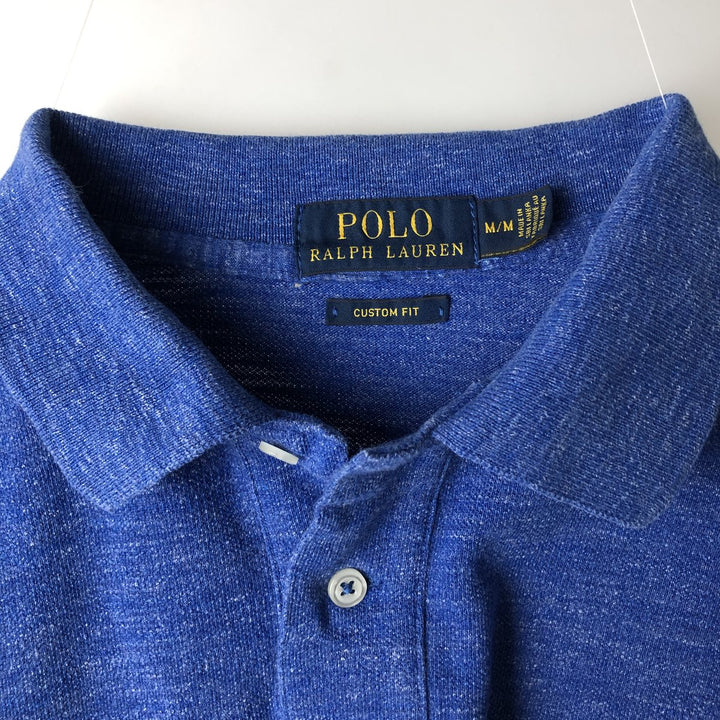 Ralph Lauren POLO RALPH LAUREN CUSTOM FIT short sleeve polo shirt men's M equivalent cotton blue type Vintage Second Hand