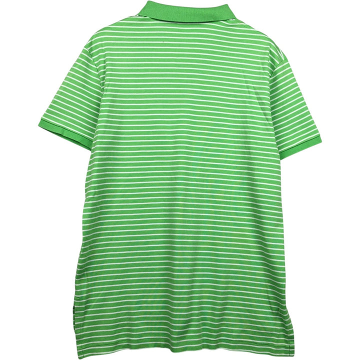 Ralph Lauren POLO RALPH LAUREN Short Sleeve Striped Polo Shirt Men's Size L cotton green type yellow green Vintage Second Hand