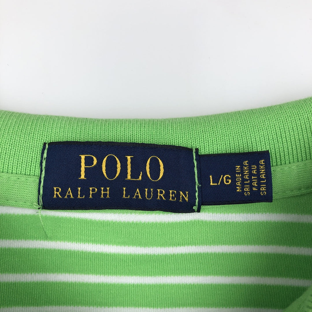 Ralph Lauren POLO RALPH LAUREN Short Sleeve Striped Polo Shirt Men's Size L cotton green type yellow green Vintage Second Hand