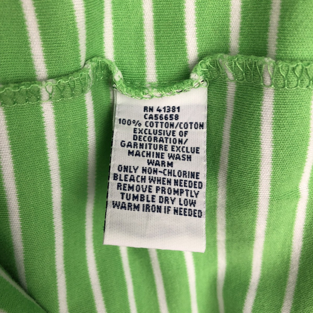 Ralph Lauren POLO RALPH LAUREN Short Sleeve Striped Polo Shirt Men's Size L cotton green type yellow green Vintage Second Hand