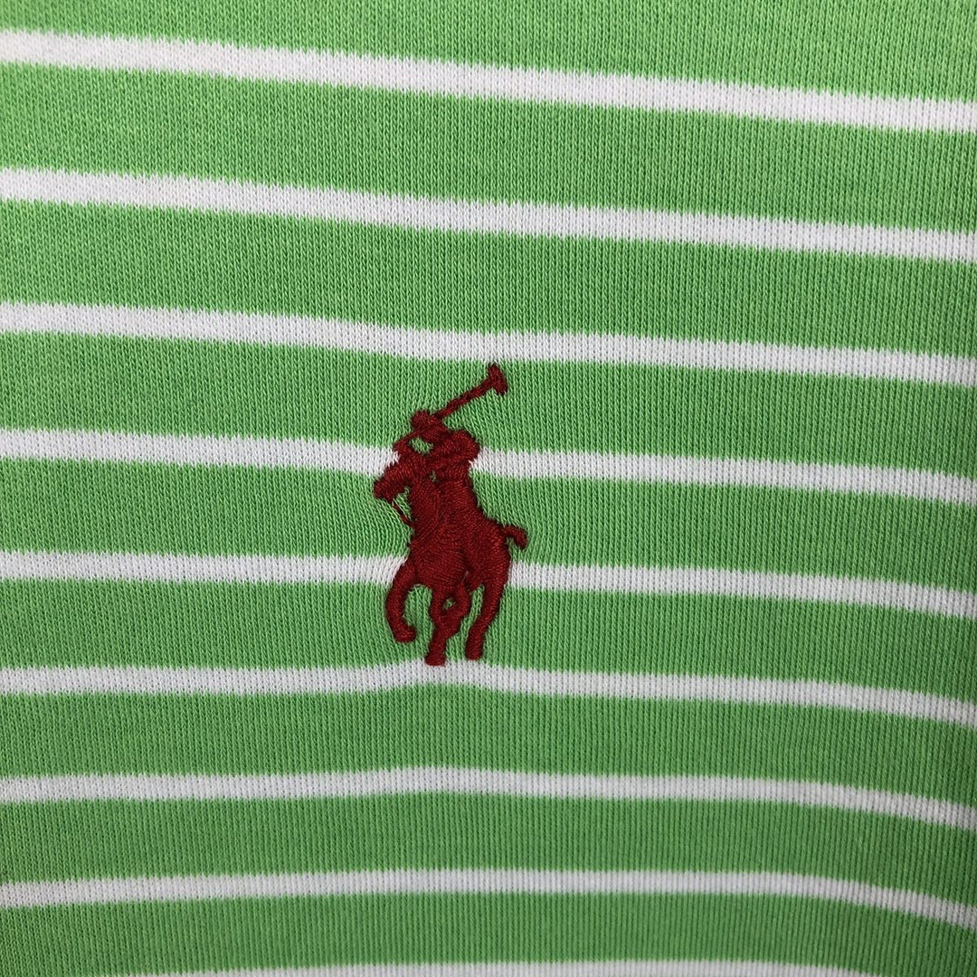 Ralph Lauren POLO RALPH LAUREN Short Sleeve Striped Polo Shirt Men's Size L cotton green type yellow green Vintage Second Hand