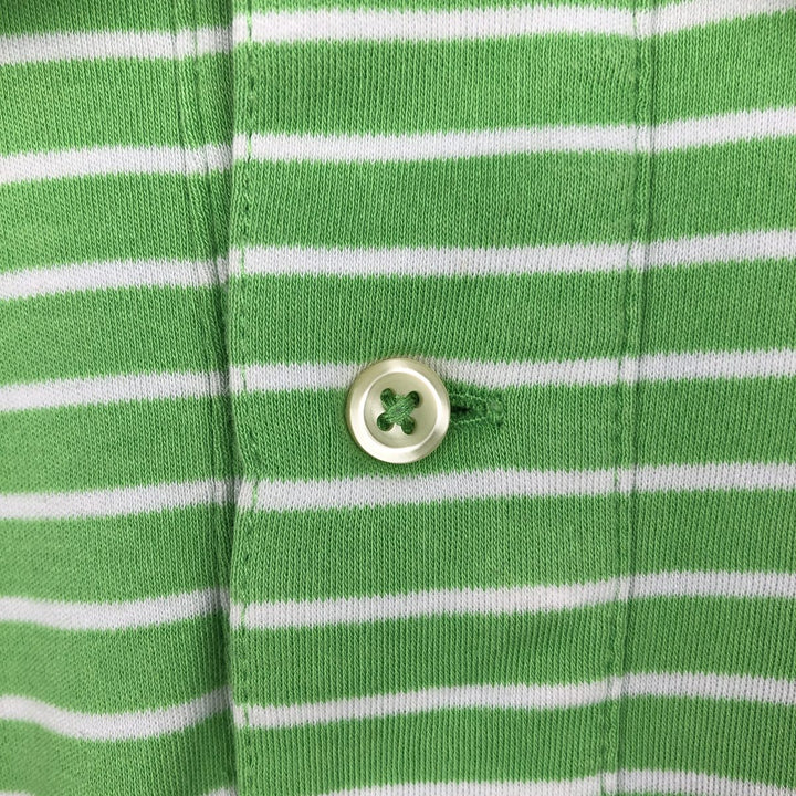 Ralph Lauren POLO RALPH LAUREN Short Sleeve Striped Polo Shirt Men's Size L cotton green type yellow green Vintage Second Hand
