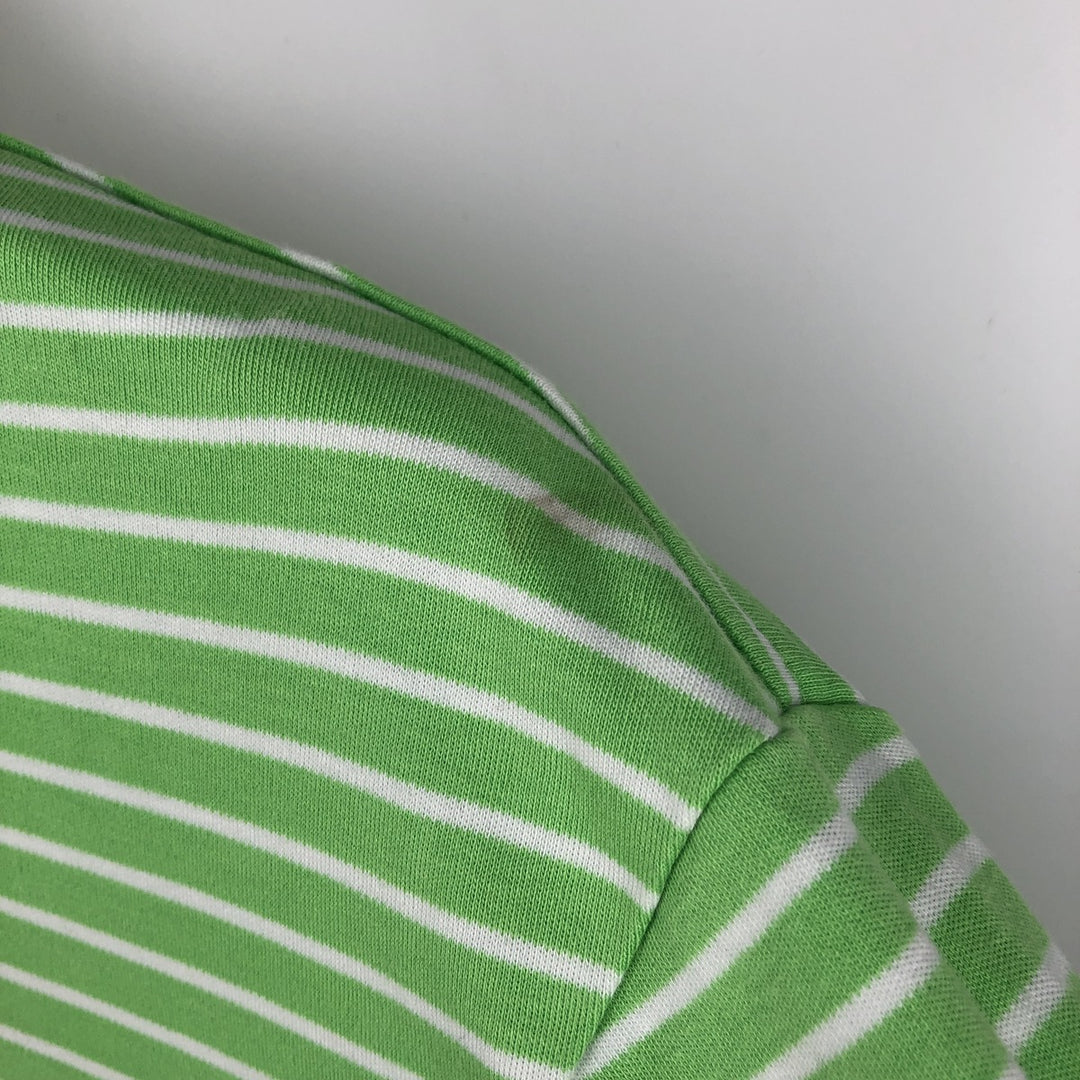 Ralph Lauren POLO RALPH LAUREN Short Sleeve Striped Polo Shirt Men's Size L cotton green type yellow green Vintage Second Hand