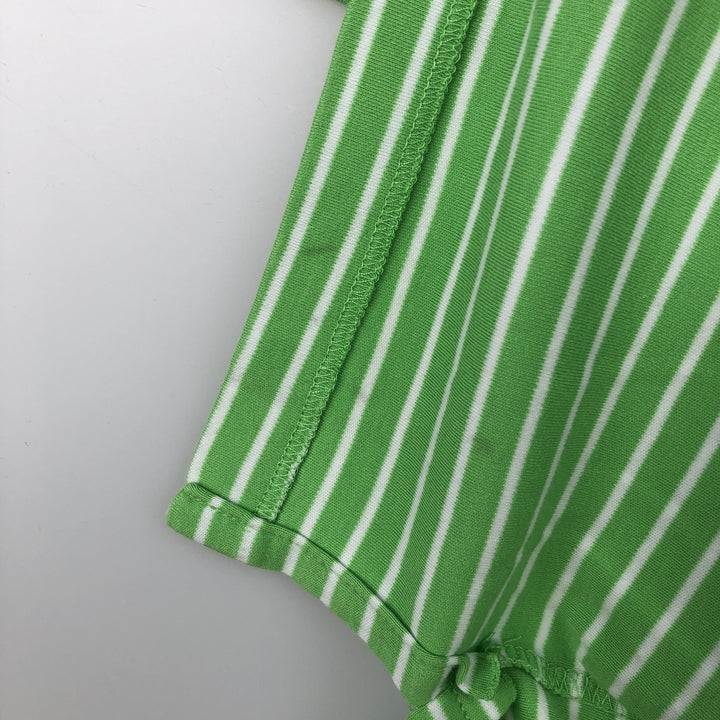 Ralph Lauren POLO RALPH LAUREN Short Sleeve Striped Polo Shirt Men's Size L cotton green type yellow green Vintage Second Hand