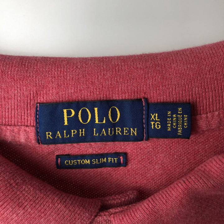 Ralph Lauren POLO RALPH LAUREN CUSTOM SLIM FIT short sleeve polo shirt men's XL equivalent cotton pink type Vintage Second Hand