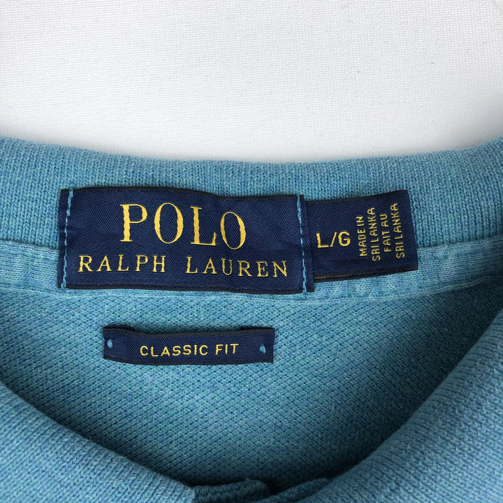 Ralph Lauren POLO by Ralph Lauren CLASSIC FIT short sleeve polo shirt, men's size L unclear Blue type light blue Vintage Second Hand