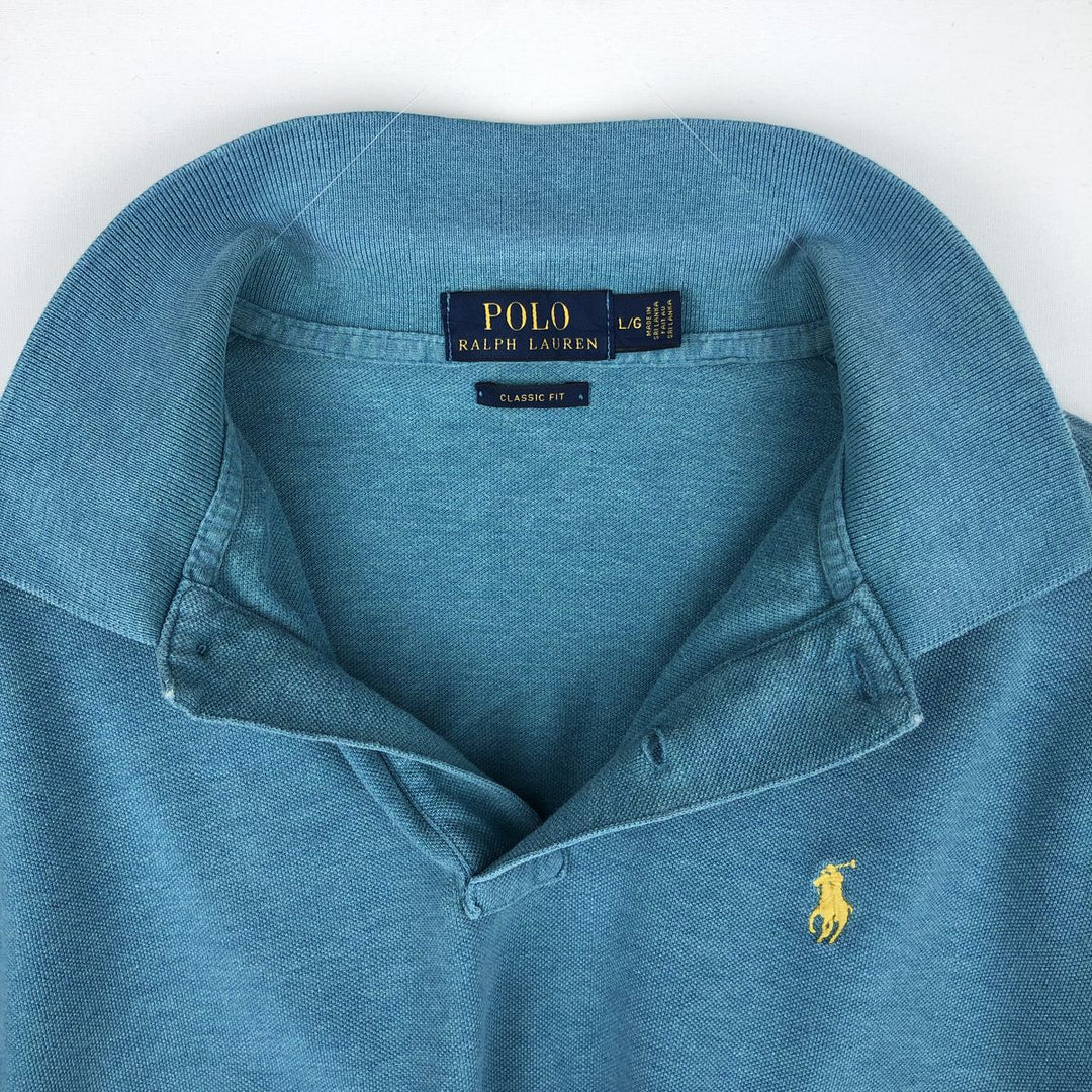 Ralph Lauren POLO by Ralph Lauren CLASSIC FIT short sleeve polo shirt, men's size L unclear Blue type light blue Vintage Second Hand