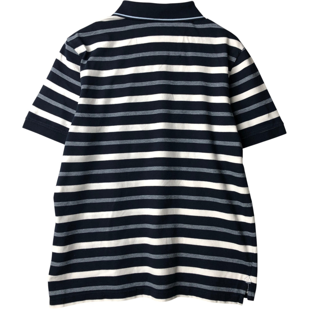 2000'S Nautica Short-Sleeve Striped Polo Shirt, Men's Size L (approx.) cotton navy blue type Vintage Second Hand