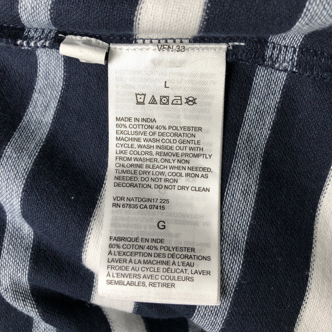 2000'S Nautica Short-Sleeve Striped Polo Shirt, Men's Size L (approx.) cotton navy blue type Vintage Second Hand