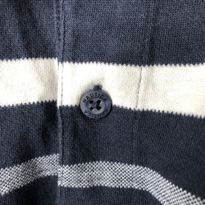 2000'S Nautica Short-Sleeve Striped Polo Shirt, Men's Size L (approx.) cotton navy blue type Vintage Second Hand