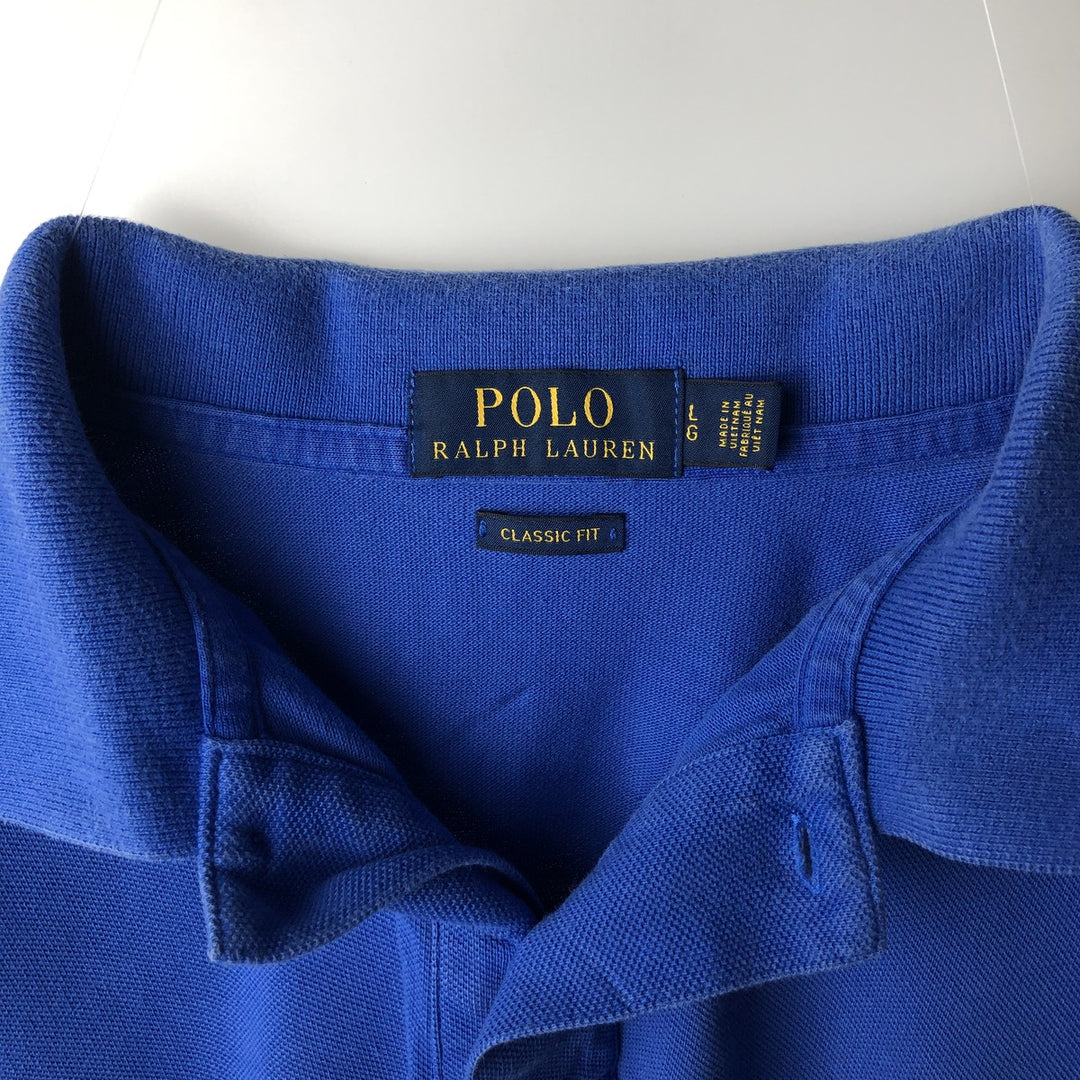 Ralph Lauren POLO RALPH LAUREN CLASSIC FIT short sleeve polo shirt for men size L cotton blue type Vintage Second Hand