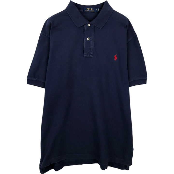 Ralph Lauren POLO RALPH LAUREN short sleeve polo shirt men's size L cotton navy blue type Vintage Second Hand