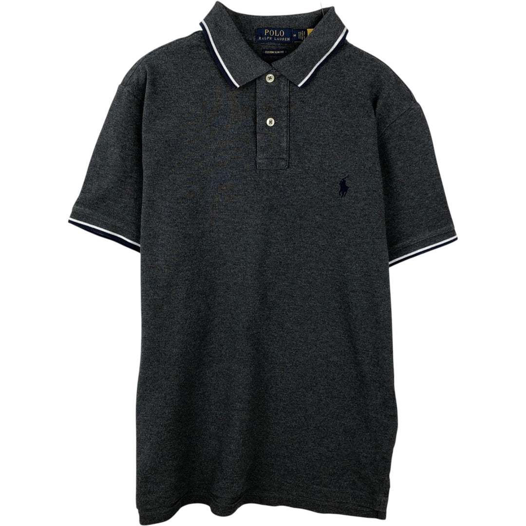 Ralph Lauren POLO RALPH LAUREN CUSTOM SLIM FIT short sleeve polo shirt men's size M cotton gray type Vintage Second Hand