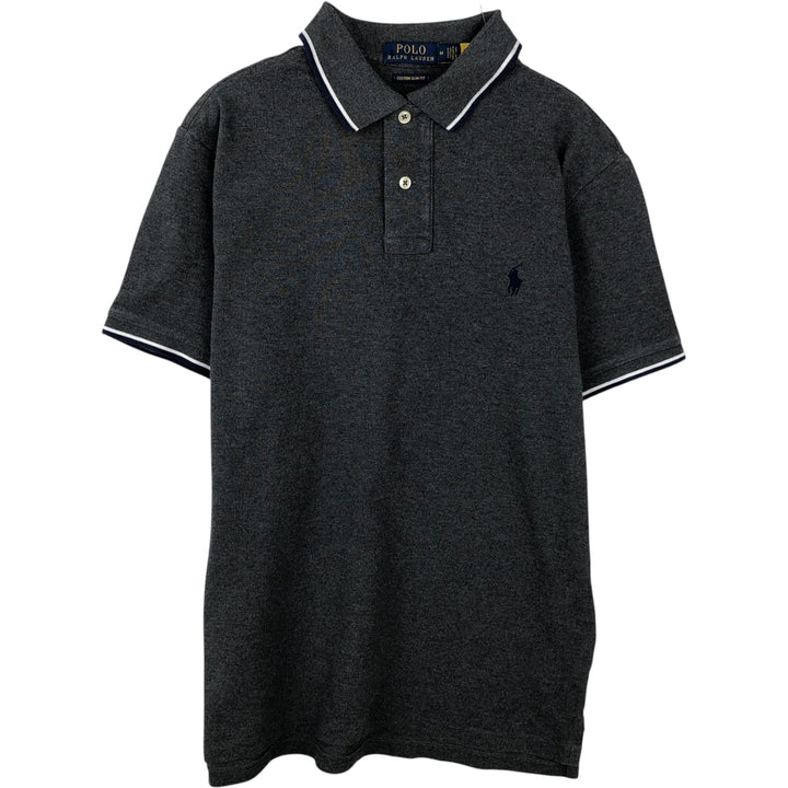 Ralph Lauren POLO RALPH LAUREN CUSTOM SLIM FIT short sleeve polo shirt men's size M cotton gray type Vintage Second Hand
