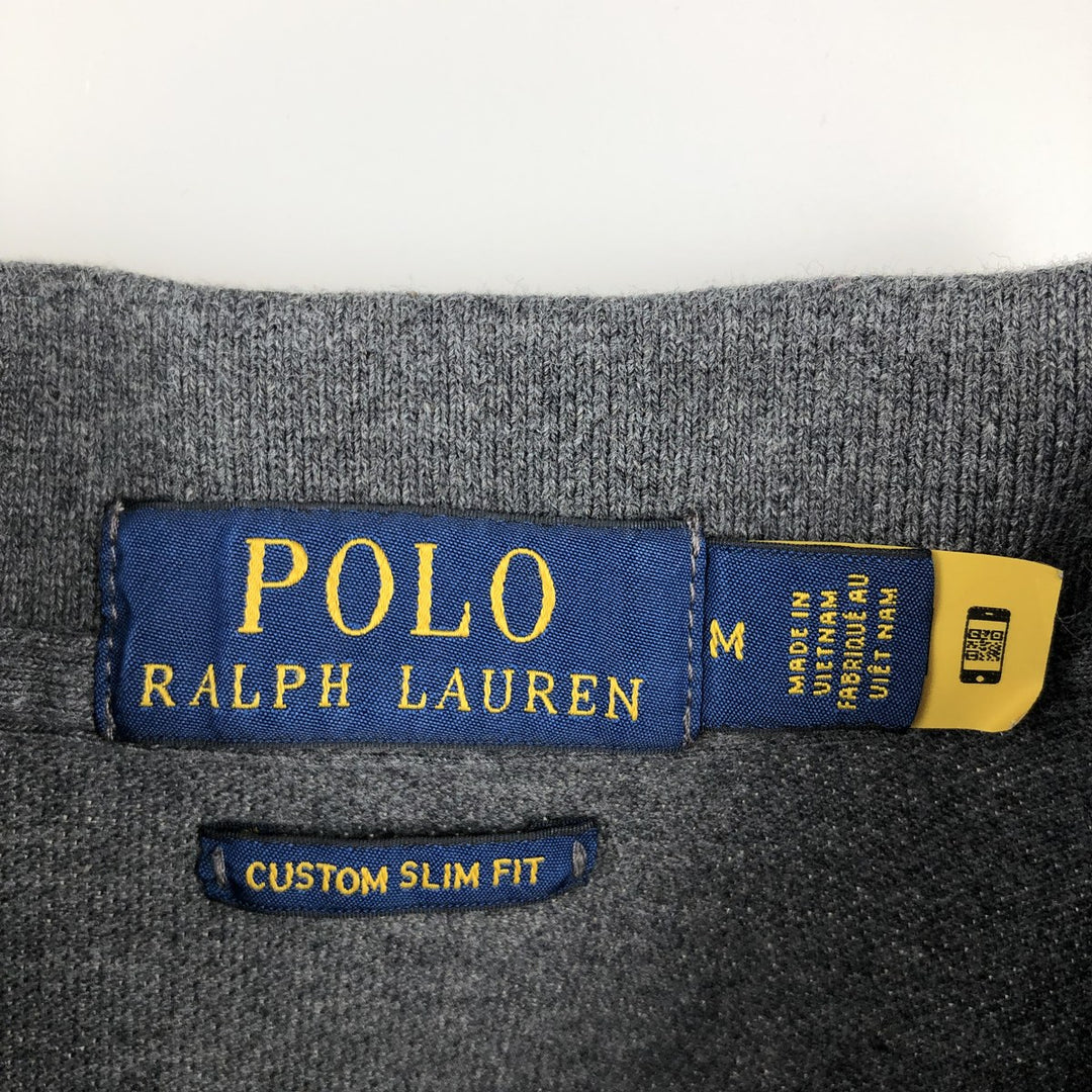 Ralph Lauren POLO RALPH LAUREN CUSTOM SLIM FIT short sleeve polo shirt men's size M cotton gray type Vintage Second Hand