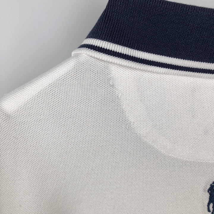 Ralph Lauren POLO RALPH LAUREN SLIM FIT all-over print short-sleeved polo shirt, men's size L (approx.) cotton white type Vintage Second Hand