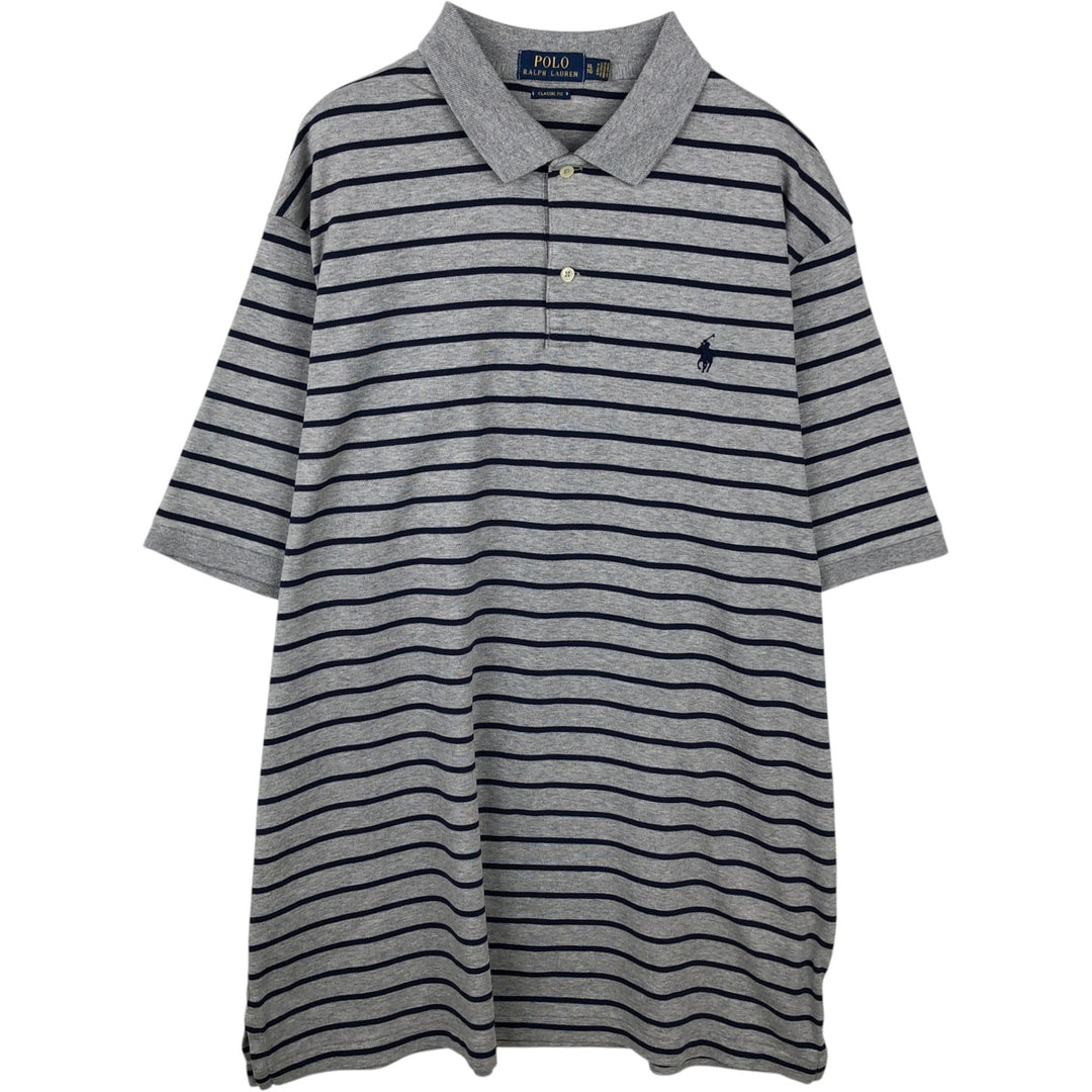 Ralph Lauren POLO RALPH LAUREN CLASSIC FIT short sleeve striped polo shirt men's XL equivalent cotton gray type Vintage Second Hand