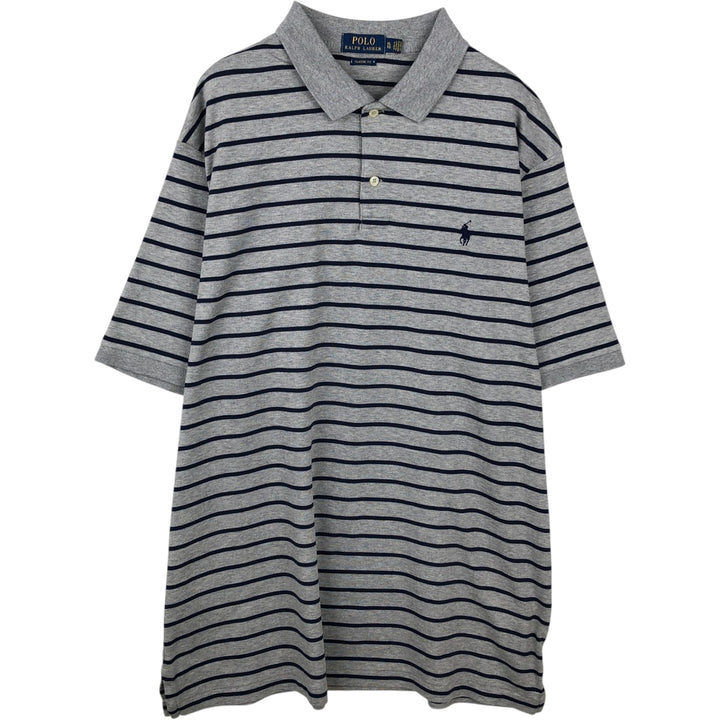 Ralph Lauren POLO RALPH LAUREN CLASSIC FIT short sleeve striped polo shirt men's XL equivalent cotton gray type Vintage Second Hand