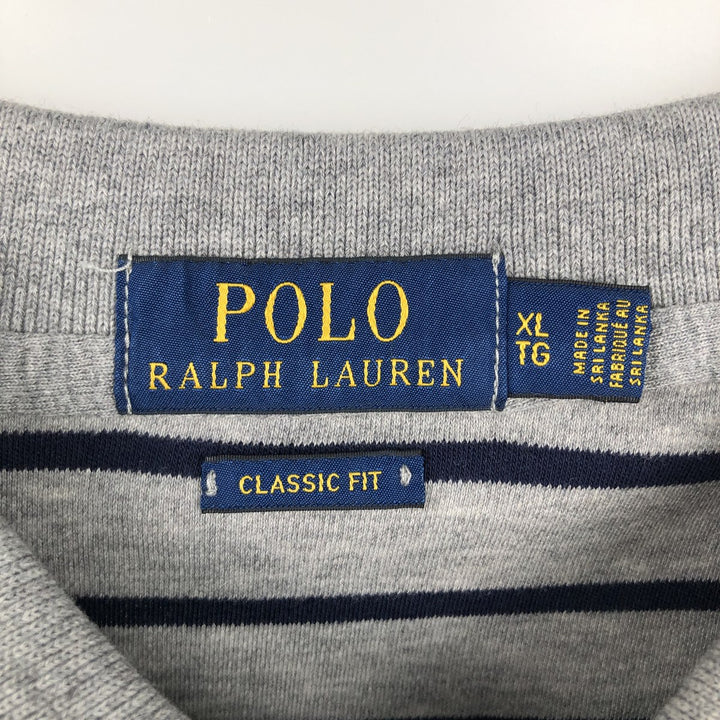 Ralph Lauren POLO RALPH LAUREN CLASSIC FIT short sleeve striped polo shirt men's XL equivalent cotton gray type Vintage Second Hand