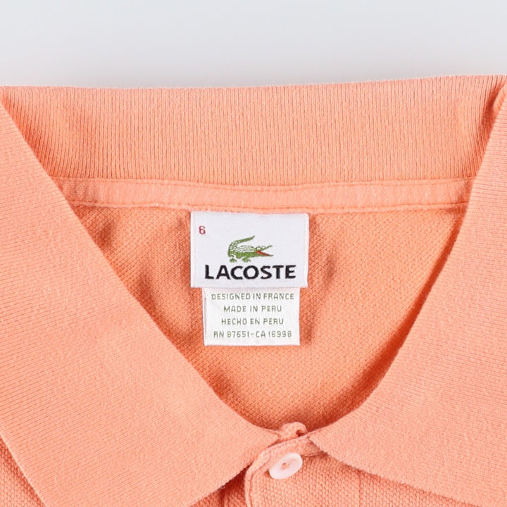 Lacoste LACOSTE French design short sleeve polo shirt size 6 men's XL equivalent cotton orange type Vintage Second Hand