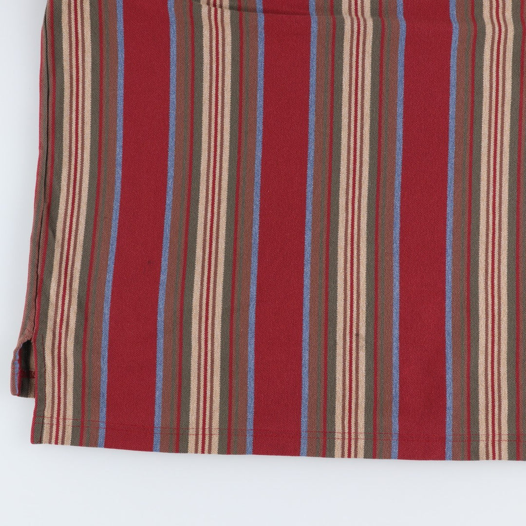 1990'S Tommy Hilfiger Multi-Striped Short-Sleeve Polo Shirt, Men's Size L (Equivalent), Vintage cotton wine-red Vintage Second Hand