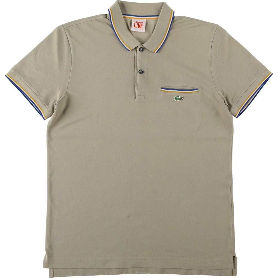 Lacoste LACOSTE LIVE Short-Sleeve Polo Shirt, Men's Size S (approx.) cotton Khaki type Vintage Second Hand