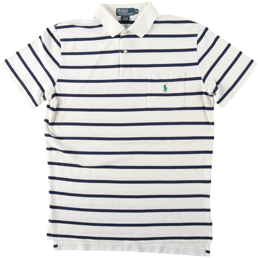 Ralph Lauren POLO by Ralph Lauren short sleeve striped polo shirt, men's size M cotton white type Vintage Second Hand