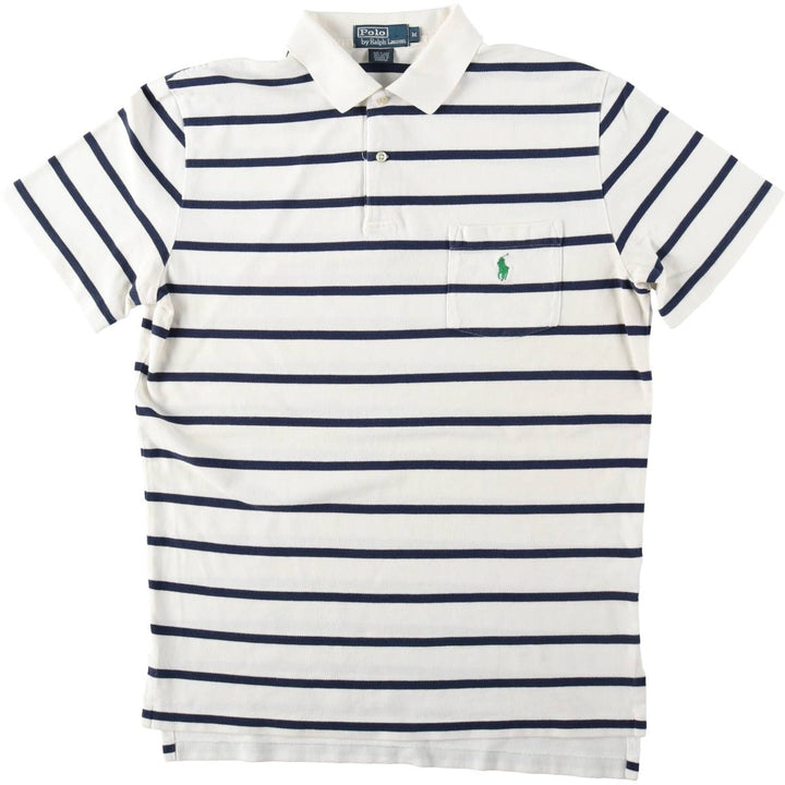 Ralph Lauren POLO by Ralph Lauren short sleeve striped polo shirt, men's size M cotton white type Vintage Second Hand