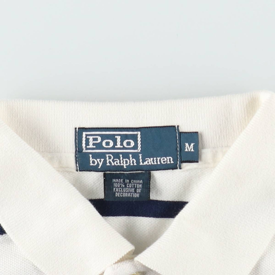 Ralph Lauren POLO by Ralph Lauren short sleeve striped polo shirt, men's size M cotton white type Vintage Second Hand