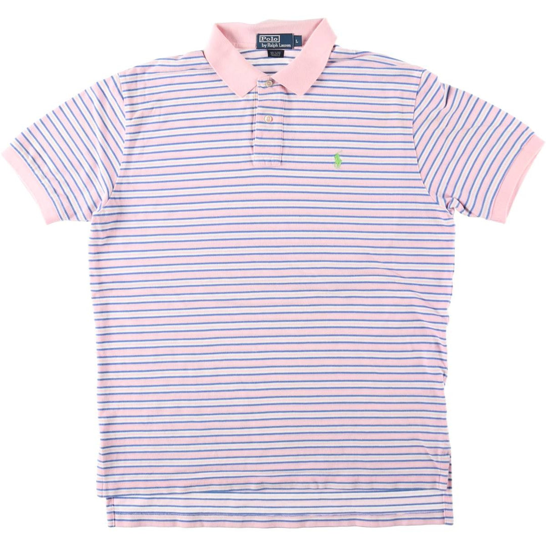 Ralph Lauren POLO by Ralph Lauren short sleeve striped polo shirt, men's size L cotton pink type Vintage Second Hand