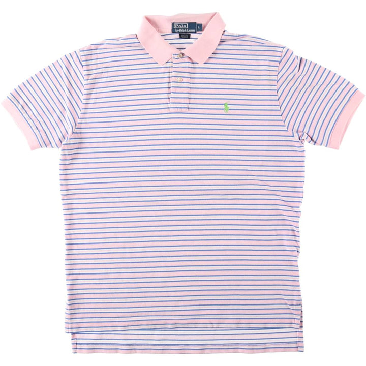Ralph Lauren POLO by Ralph Lauren short sleeve striped polo shirt, men's size L cotton pink type Vintage Second Hand
