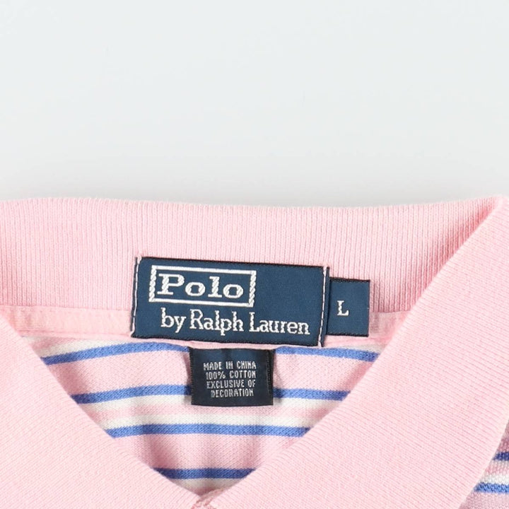 Ralph Lauren POLO by Ralph Lauren short sleeve striped polo shirt, men's size L cotton pink type Vintage Second Hand