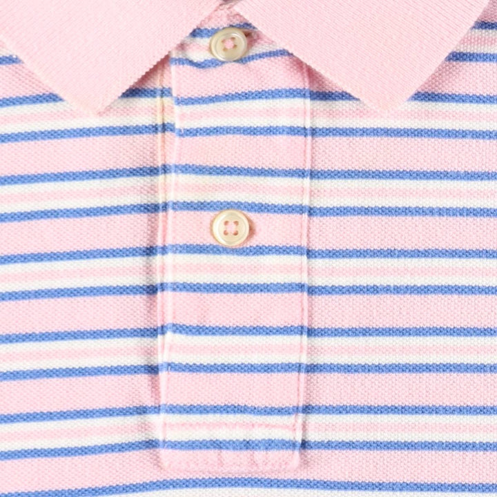 Ralph Lauren POLO by Ralph Lauren short sleeve striped polo shirt, men's size L cotton pink type Vintage Second Hand
